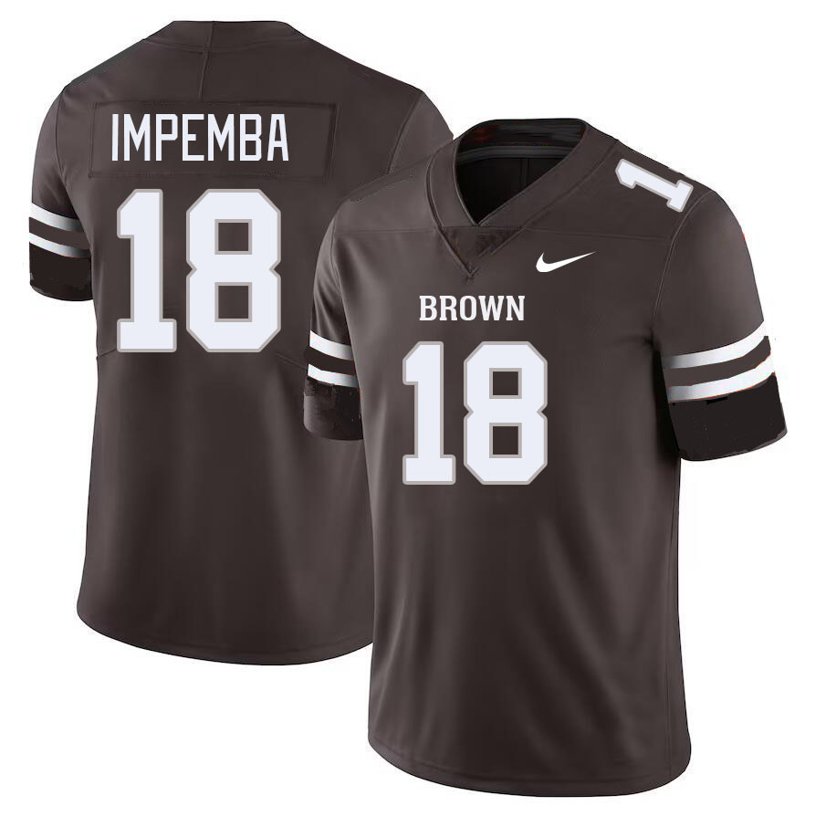 Men-Youth #18 Cameron Impemba 2023 Brown Bears College Football Jerseys Stitched-Brown